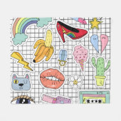Retro Pop Kunst, Dichtung und Musik Abzeichen Coll Fleecedecke (Vorderseite (Horizontal))