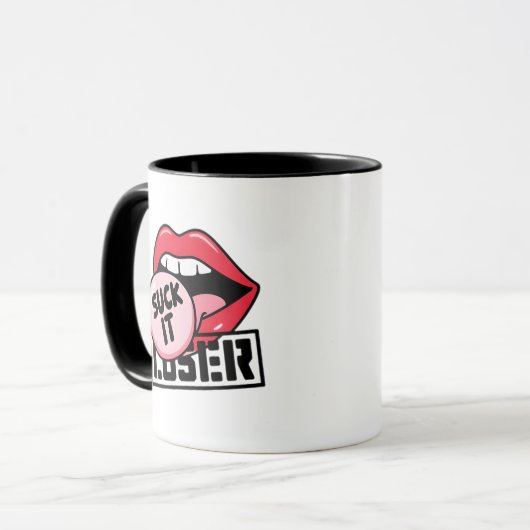 Retro Pop Kunst, Dichtung und Musik "Sind zum Kotz Tasse (Vorderseite Links)