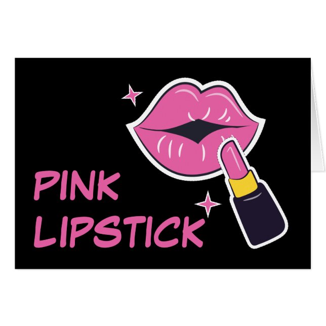 Retro Pop-Kunst-Rosa-Lippen und Lippenstift (Vorderseite (Horizontal))