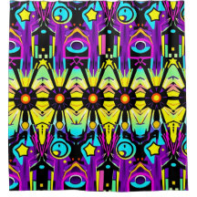 Retro Pop Kunstduschvorhang - lebendig & spieleris