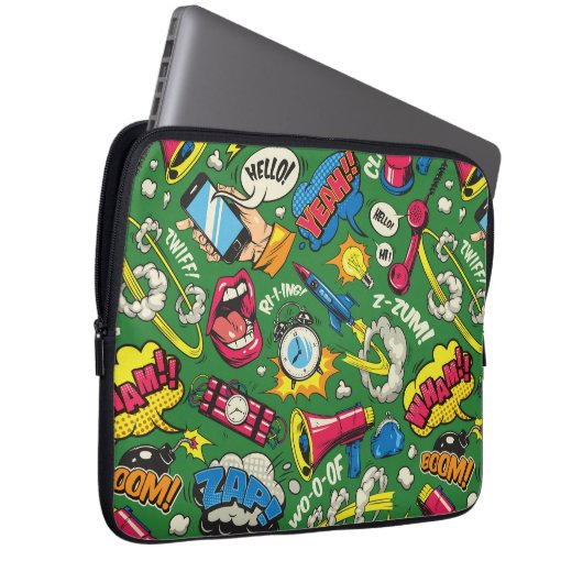 Retro Pop Kunstexplosion - Vibrierendes Comic Urba Laptopschutzhülle (Vorne Rechts)