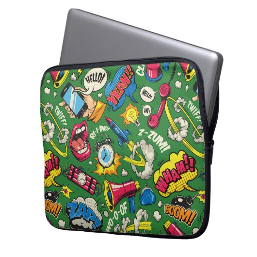 Retro Pop Kunstexplosion - Vibrierendes Comic Urba Laptopschutzhülle (Vorderseite Links)