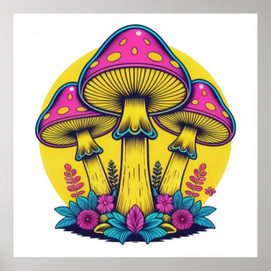 Retro Pop Mushroom Trio Poster (Vorne)