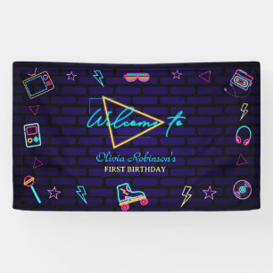 Retro Pop Neon Kids’ Geburtstagsbash Banner