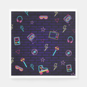 Retro Pop Neon Kids’ Geburtstagsbash Serviette