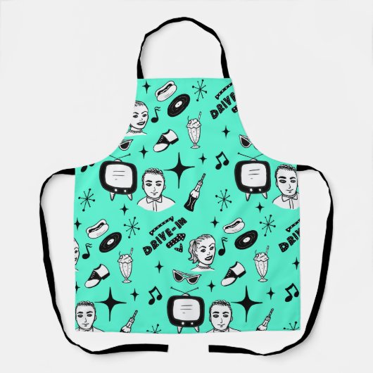 Retro Pop Nostalgische Grafik im Stil der 50er Jah Schürze (Vorderseite)