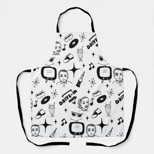 Retro Pop Nostalgische Grafik im Stil der 50er Jah Schürze (Vorderseite)