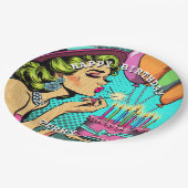 Retro Pop Pinup Personalisierter Geburtstag Pappteller (Schrägansicht)