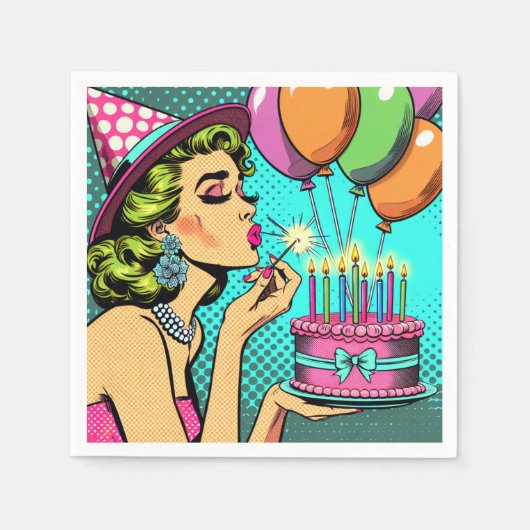Retro Pop Pinup Serviette (Vorderseite)