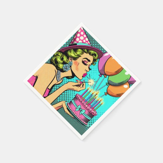 Retro Pop Pinup Serviette (Ecke)