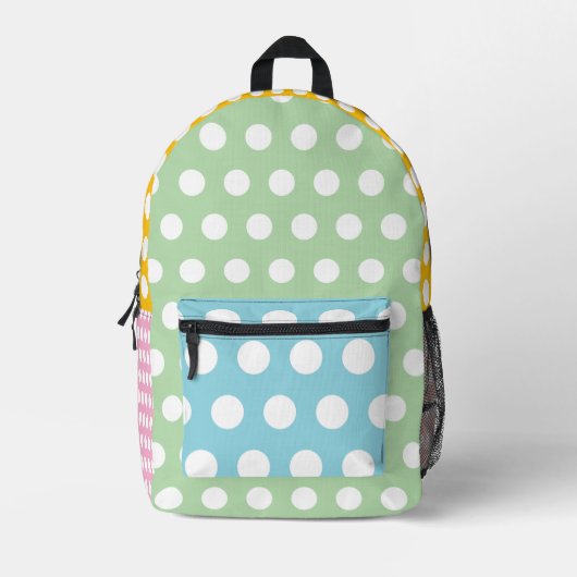 Retro Pop Polka Dot 50er-Inspiriert Farbblock Stil Bedruckter Rucksack (Vorderseite)