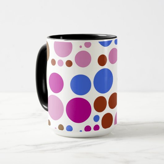 Retro Pop Polka Dot Mosaic Muster Tasse (Vorderseite Links)