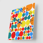 Retro Pop Polka Dot Muster #15 Quadratische Wanduhr (Winkel)
