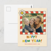 Retro-Pop-Rahmen Neujahrsfoto Postkarte (Vorne/Hinten)