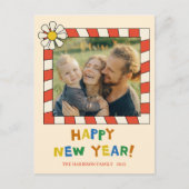 Retro-Pop-Rahmen Neujahrsfoto Postkarte (Vorderseite)