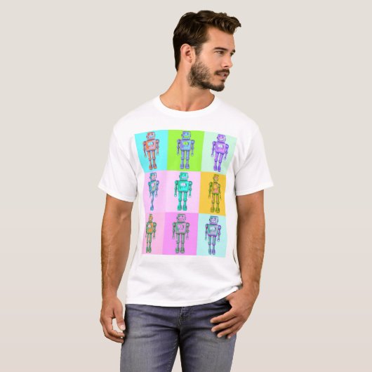 Retro Pop Robot v3 T-Shirt (Vorne ganz)