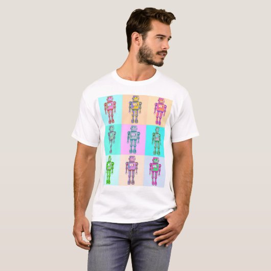 Retro Pop Robot v4 T-Shirt (Vorne ganz)