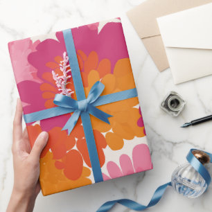 Retro-Pop Rosa Orange Burst Creme Abstrakte Muster Geschenkpapier