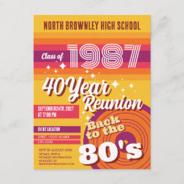 Retro-Pop-Schulklassen-Wiedersehens-Einladung Postkarte