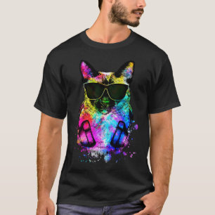 Retro Pop Siamese Cat Meezer Portrait mit Kopfhöre T-Shirt