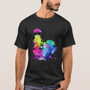 Retro-Pop-Silkie-Huhn-Farmtier mit Kopfhörern T-Shirt