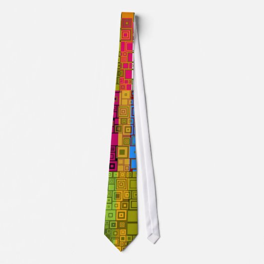 Retro Pop Square Art Pattern Krawatte (Vorderseite)