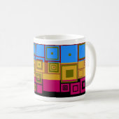 Retro Pop Square Art Pattern Tasse (VorderseiteRechts)