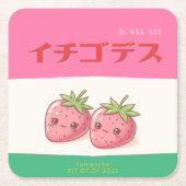 Retro Pop Strawberry Charm - Harajuku Kawaii Style Rechteckiger Pappuntersetzer (Vorderseite)