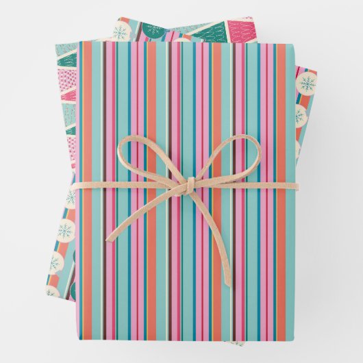 Retro Pop Weihnachts-Set 2 Geschenkpapier Set (Beispiel)