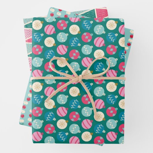 Retro Pop Weihnachts-Set 3 Geschenkpapier Set (Beispiel)