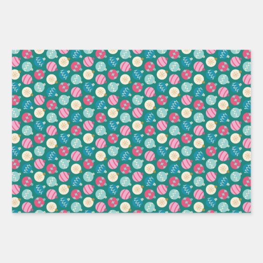 Retro Pop Weihnachts-Set 3 Geschenkpapier Set (Vorderseite)