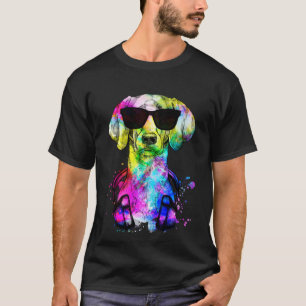 Retro Pop Weimaraner Dog Portrait mit Kopfhörer T-Shirt