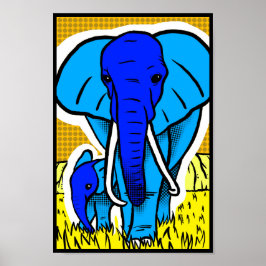 Retro Popart Elephant Poster