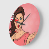 Retro Popart Lady Große Wanduhr (Winkel)