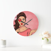 Retro Popart Lady Große Wanduhr (Zuhause)