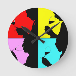 Retro PopArt Uhr-Vintages 4 Schritt-Wein-Probieren Runde Wanduhr