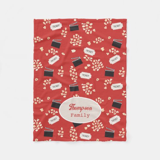Retro-Popcorn-Kino-Monogramm Fleecedecke (Vorderseite)