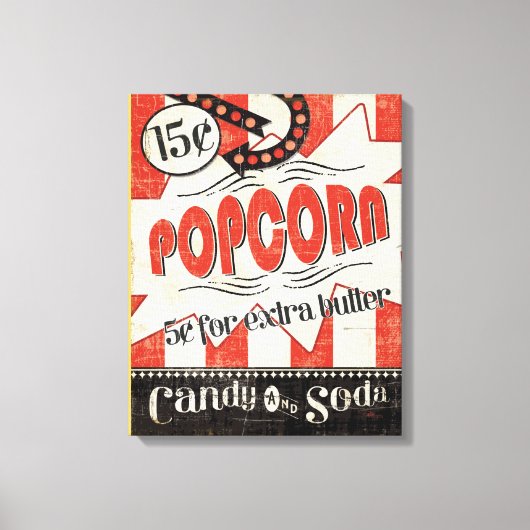 Retro Popcorn Leinwanddruck (Vorderseite)