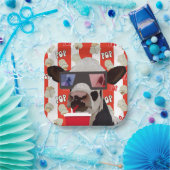 Retro Popcorn Muster Movie Night Cow Pappteller (Party)