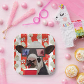 Retro Popcorn Muster Movie Night Cow Pappteller (Party)