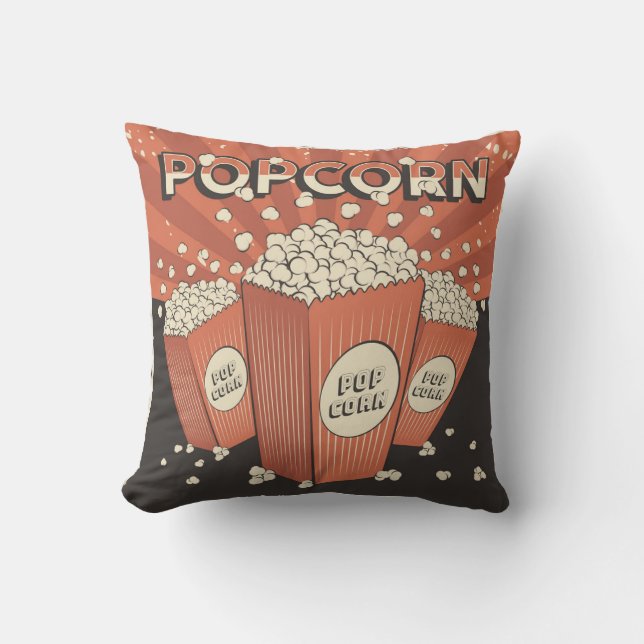 Retro Popcorn Party Throw Kissen (Vorderseite)