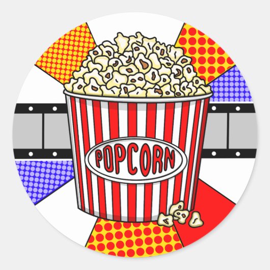 Retro Popcorn und Filmstrip Pop Runder Aufkleber (Vorderseite)