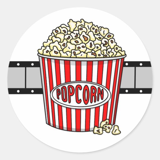 Retro Popcorn und Filmstrip Runder Aufkleber (Vorderseite)
