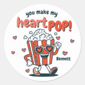 Retro Popcorn Valentine Sticker (Vorderseite)