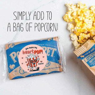 Retro-Popcorn-Valentinstag-Aufkleber Runder Aufkleber