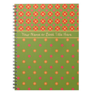 Retro Poppies, Polka Dots Spiral Notebook, Journal Notizblock