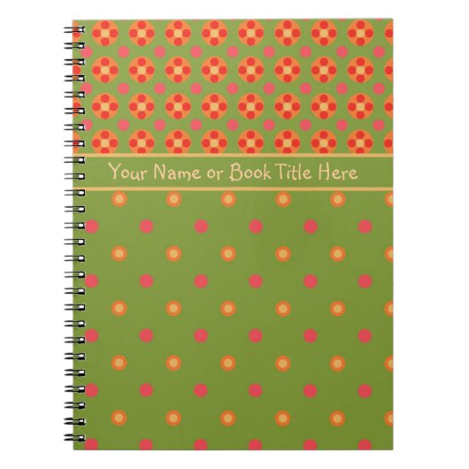Retro Poppies, Polka Dots Spiral Notebook, Journal Notizblock (Vorderseite)