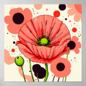 Retro Poppy Bloom - Art Print Poster (Vorne)