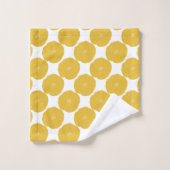 Retro Poppy Blumenmuster in Gelb und Weiß Badhandtuch Set (Waschlappen)