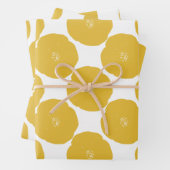 Retro Poppy Blumenmuster in Gelb und Weiß Geschenkpapier Set (Beispiel)